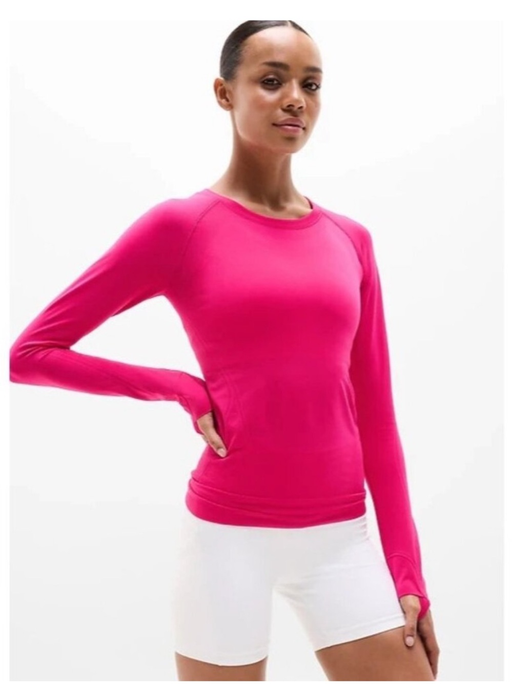 Athleta Long-Sleeve Crewneck Top in Bright Pink